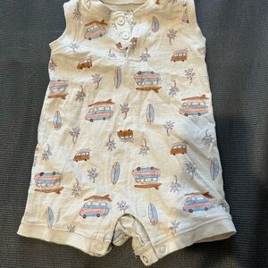Carter's 6 month Cream Romper with Surf Van and Palm Print